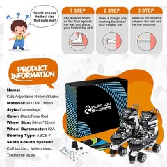 Roller Skates for Girls Womens Boys Ages 8-12 Adjustable Kids Youth Teens Rol…