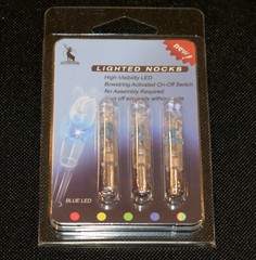 3 Crossbow Bright Blue Lighted Half Moon Nocks Carbon Arrow .303 Press Fit 7.6mm