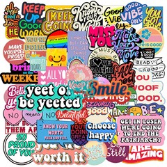 50pcs Vinyl Waterproof Inspirational Sticker Pack For Laptop,Water Bottle