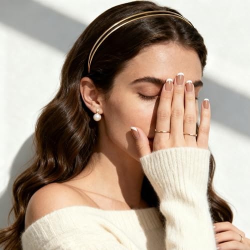 Gold Metal Headband for Women | Minimalist Slim Aluminum Alloy Hair Double-Band
