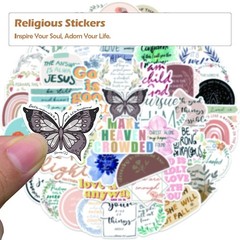 Inspirational Christian Stickers, 200PCS Jesus Bible Verse Waterproof Vinyl for