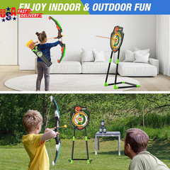 2 Pack Bow and Arrow for Kids, LED Light up Archery Set with 24 Suction Cup Arro