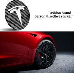 4 Pack Aluminum Waterproof Wheel Cover Center Emblem Sticker for Tesla Model 3 M