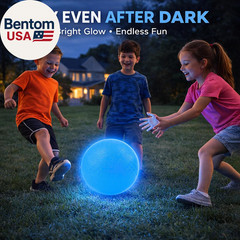 2 Pack Glow in the Dark Kickball, 8.5 Inch Light up Playground Ball with 2 Mesh
