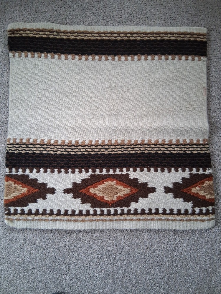 Western Wool Show Saddle Blanket – 34″x34″ – Black Brown – Maytex Handwoven