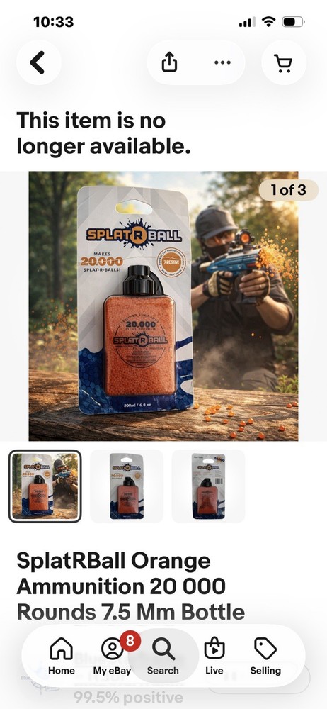 SplatRBall Orange Ammunition 20 000 Rounds 7.5 Mm Bottle