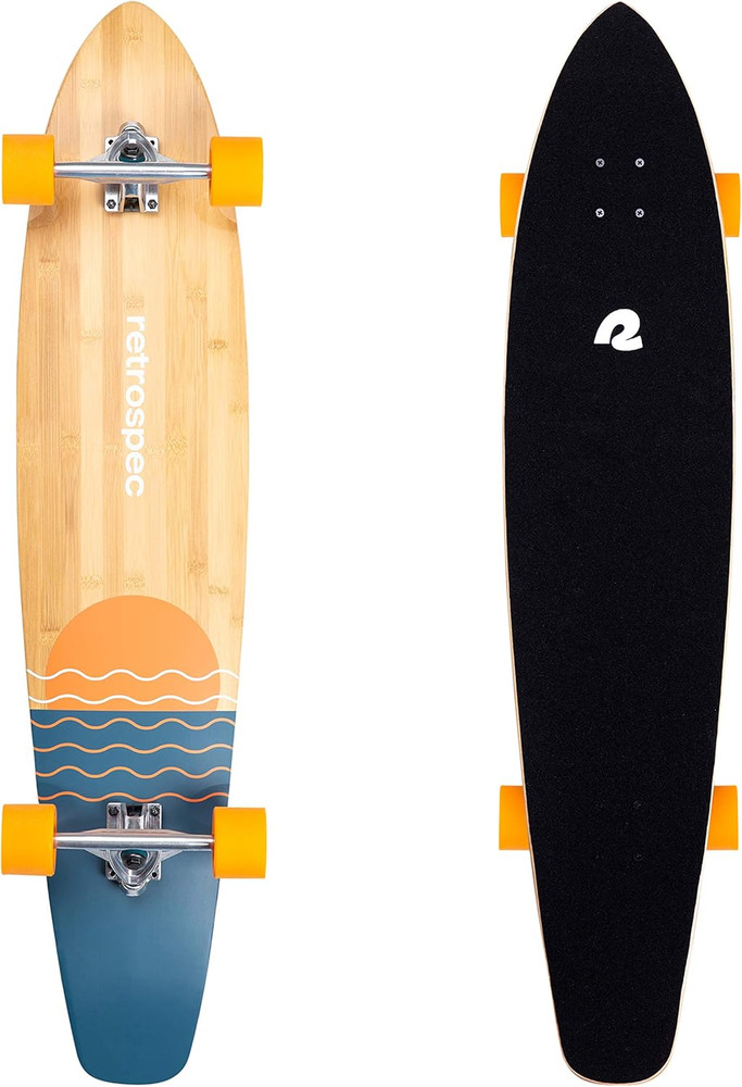 Retrospec Zed Pintail & Cruiser Longboard Adult Skateboard – 44In Bamboo & Canad