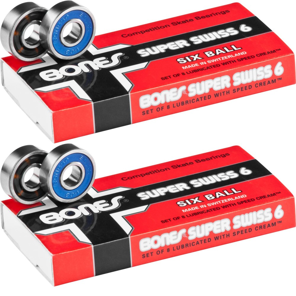 BONES SUPER SWISS 6 BEARINGS 2-PACKS (16pcs) Skateboard Longboard POWELL
