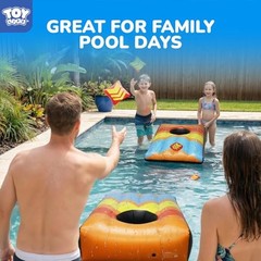 2 Sets Inflatable Pool Games Toys, Pool Cornhole Game Floating Orange&Blue