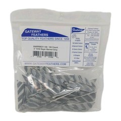 100pk Gateway Feathers 2″ Right Wing: Rayzr Faux Barred Gray 200RRBGY-100