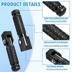 M8 Anti-Skid CNC Universal Motorcycle Foot Pegs Degree Foldable Footpegs Black