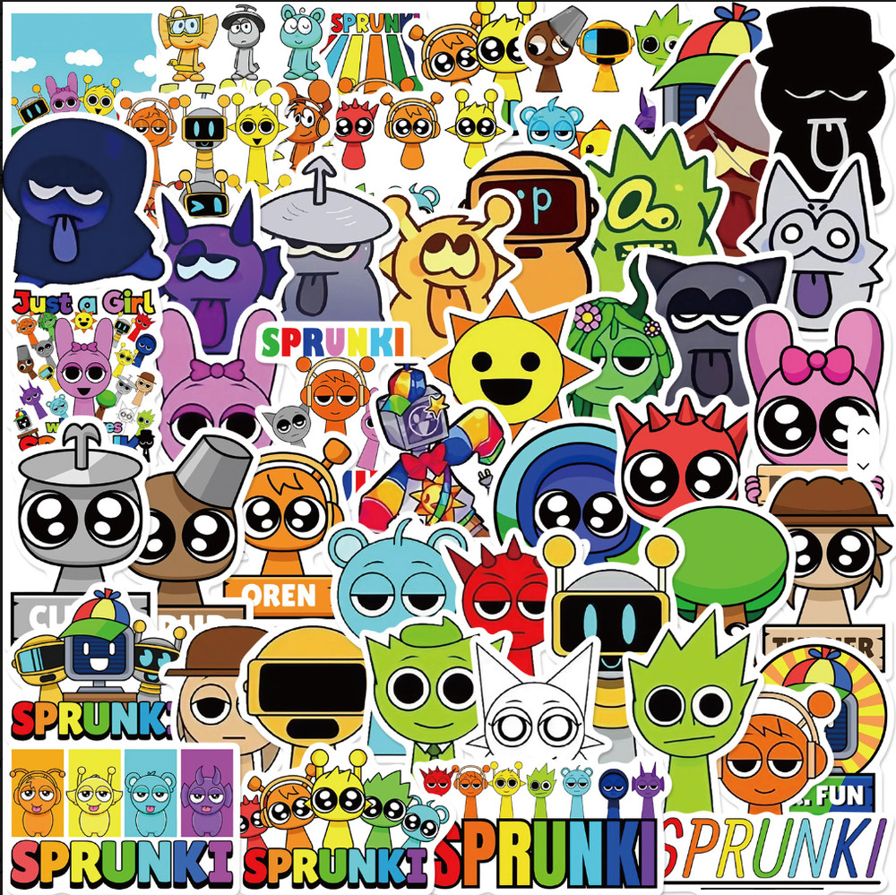 50PCS Sprunki Graffiti Stickers Waterproof Vinyl Laptop Guitar Luggage DIY Decal