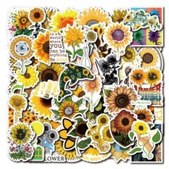 50-Pack Sunflower Stickers Cute Waterproof Sunflower Sticker laptop waterproof