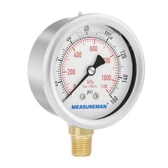 2-1/2inch Dial Size, Oil Filled Pressure Gauge, 0 0-160 psi Lower Mount