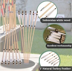 32″ Wooden Arrow 5″ Turkey Feather Archery Recurve Bow Longbow Hunting Shooting