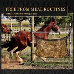 Bloomoak Knotless Slow Feed Hay Net with 4 Carabiner Clips for Horses/Open To…