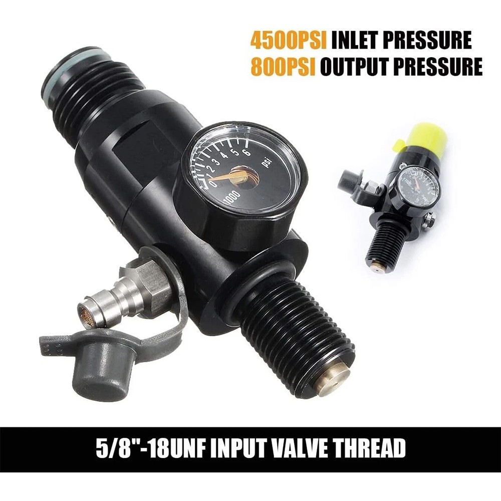Paintball PCP Valve HPA Air Tank Regulator Output 800Psi 5/8″-18UNF 4500psi