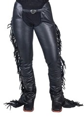 Western Equitation Show Chaps – Black Smooth Leather – Sizes XS,S,M,L,XL