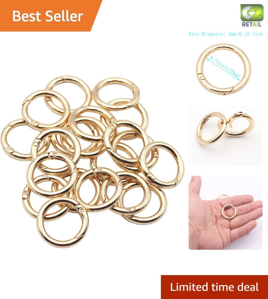 Elegant Gold Spring O Rings Carabiners – 20pcs, Anti-Rust and Durable Design