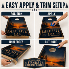 Lake Life Cornhole Board Wraps Set of 2 Cabin Sunset Vinyl Decals 24×48