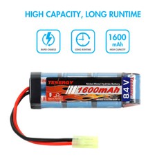 Tenergy 8.4V 1600mAh Airsoft Battery NiMH Flat Battery Pack with Mini Tamiya 2pk
