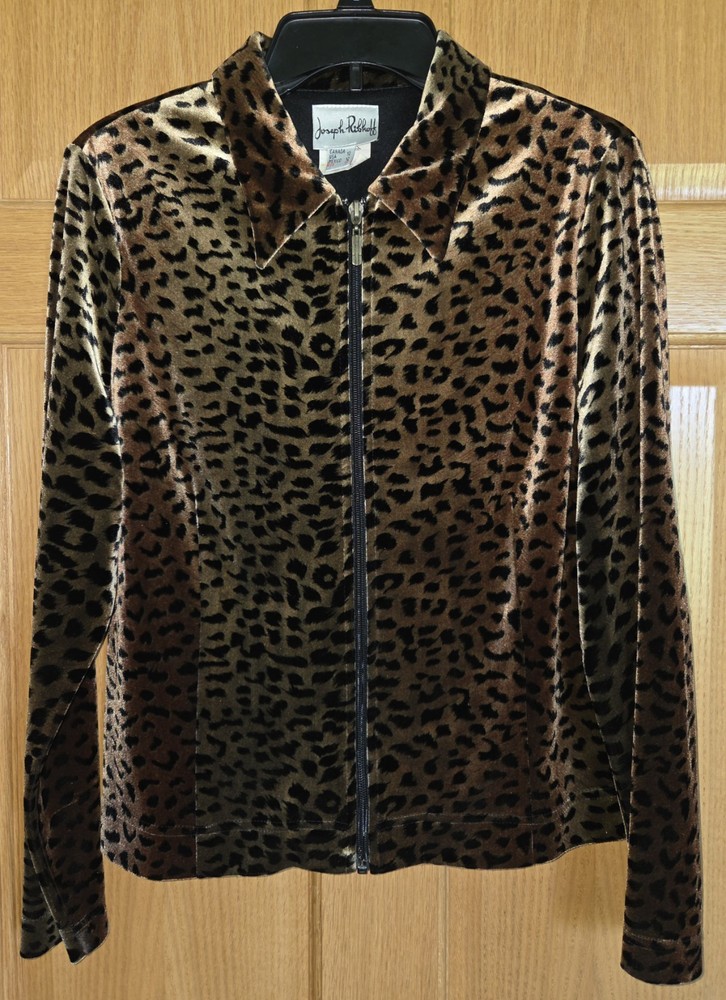 Joseph Ribkoff Gold & Rust Leopard Animal Print Jacket Great DIY JACKET – sz 12