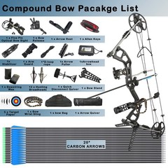 Compound Bow Kit, Hunting & Targeting, Limb Made in USA, Draw Weight 0-70 lbs…