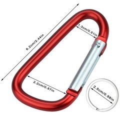 12 Pack Aluminum Carabiners D Ring with Keychain 2.5 Inch Carabiner Clip D Shape