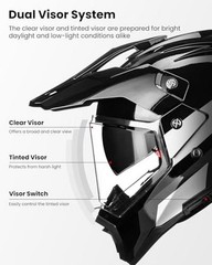 Dirt Bike Helmets for Adults 3 in 1 Dual Sport ATV Off Road Large Black Silver