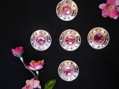 5-1.5″ BOLD Silver PINK Concho Bling for Headstall spur Chap Saddle Pad Craft
