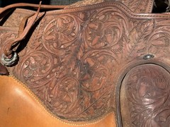 Billy Royal Vintage Show Saddle Simco Tex Tan Leather Western Hand Tool Brass