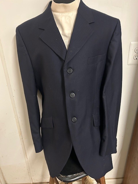 GRAND PRIX Hunt COAT *Men’s Size 44R* *Made in Canada NAVY Herringbone VGC WOOL