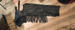 Black Leather Fringe Chaps Full Leg Great Condition