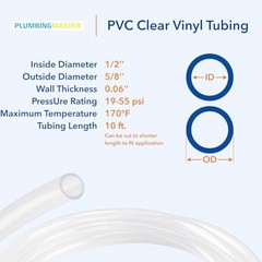 10ft 1/2»ID×5/8»OD Clear Vinyl Tubing Flexible and Hybrid PVC 1/2 5/8 10ft