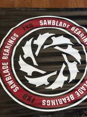 FKD SKATEBOARD BEARINGS(PLAN B) VINTAGE SAWBLADE LOGO BLACK VINYL BANNER 32×30”