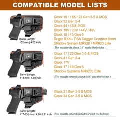 WARRIORLAND IWB Hybrid Holster, Fits Glock 17/19 /19X/19V/22/23 Gen3-6 & G21/…
