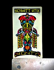 Vintage 1980’s Schmitt Stix Skateboards Monty￼ Sticker In DayGlow Colors