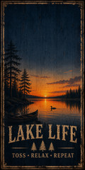 Lake Life Cornhole Board Wraps Set of 2 Cabin Sunset Vinyl Decals 24×48