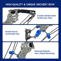 Mini Compound Bow and Arrow Set for 5.3 INCH & 10 Arrows, Black & Blue