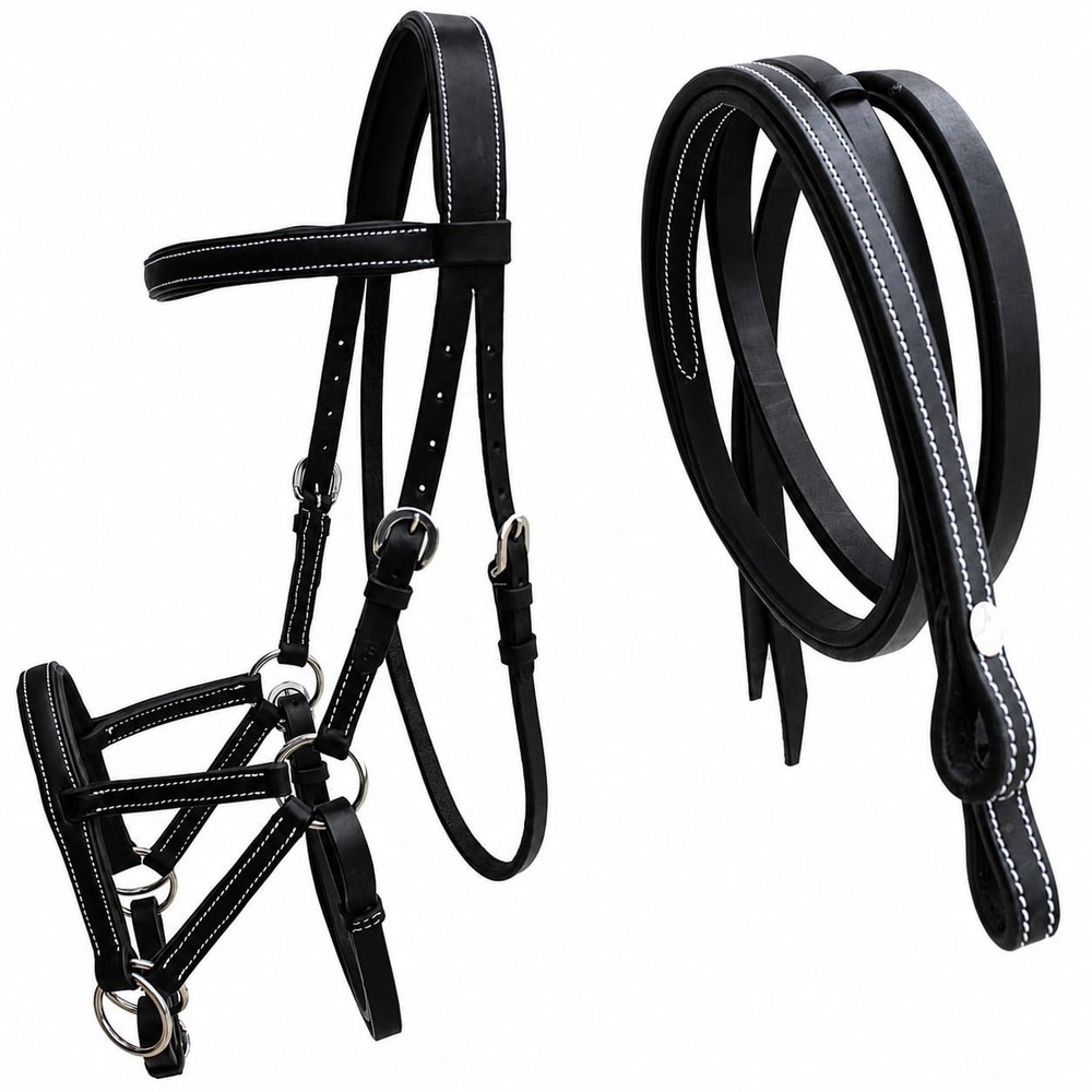 Horse Western Horse Western English Tack Black Leather Bitless Sidepull Bridle