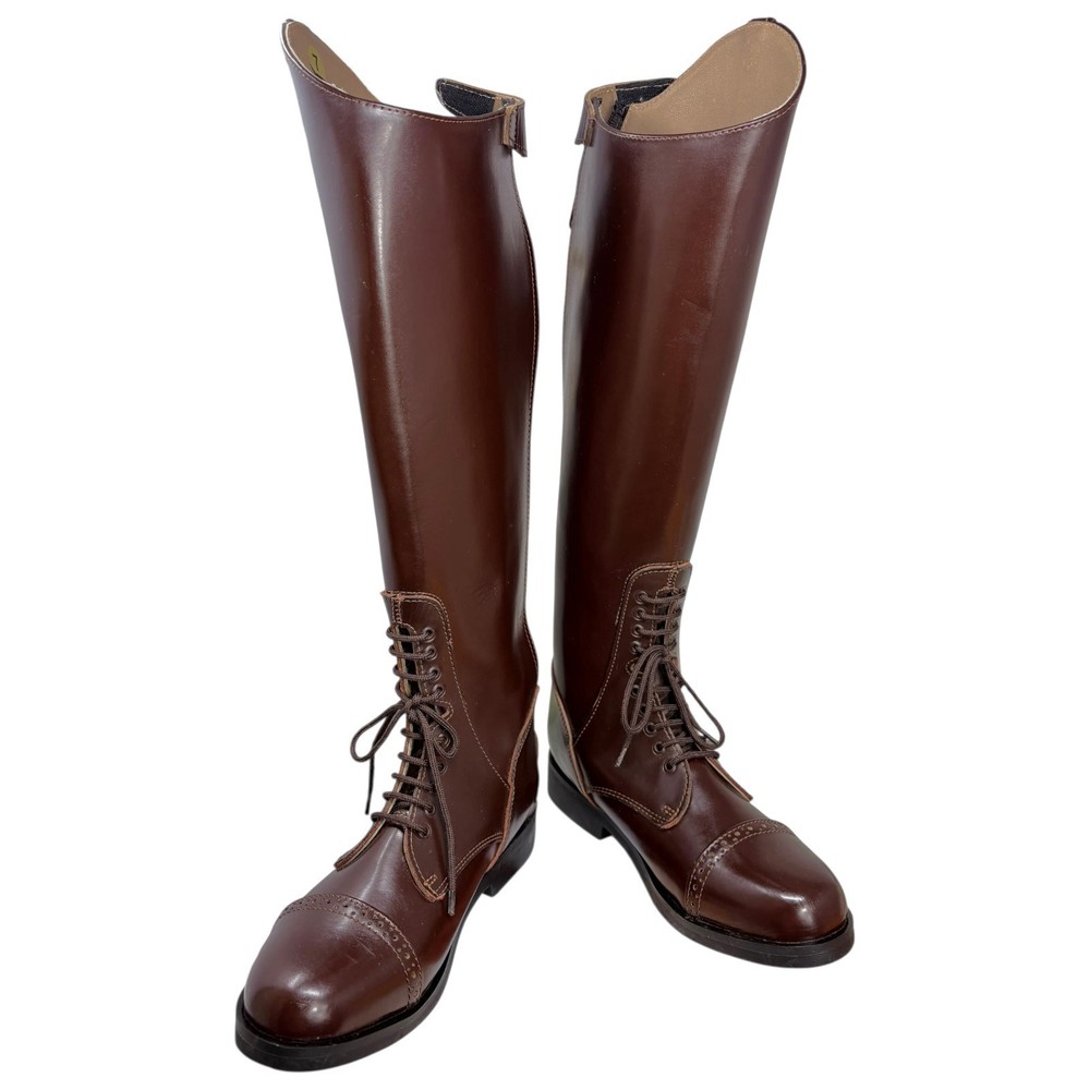Hispar Victory Brown Leather Rear Zip Ladies Field Equestrian Riding Boot Size 7