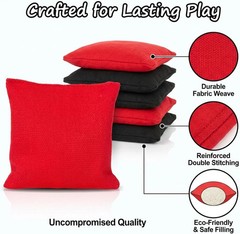 8-Pack Cornhole Bean Bags – 4 Black & 4 Red for Outdoor Games and Events
