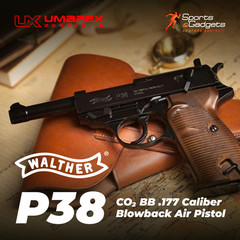 Umarex Walther P38 CO2 .177 Caliber Blowback Air Pistol 2252730 w/ BBs and CO2