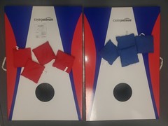 Amazon Basics Cornhole Set,, Cornhole Game, Bag Toss Game, 8 Red/Blue Bags