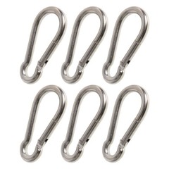 304 Stainless Steel Spring Snap Hook Carabiner Clip Set Of 6 264Lbs