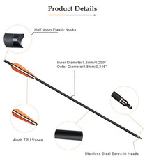 20″ Crossbow Bolts Arrows OD 8.8mm &/OR Hunting Broadheads &/OR LED Lighted Nock