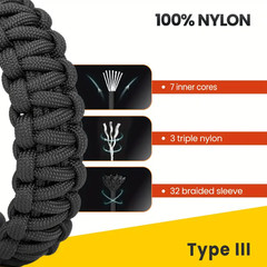550lb Paracord Strong Nylon 7 Strands Type III Mil-Spec Parachute Cord 50-1000ft