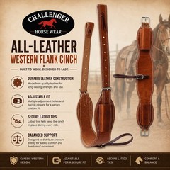 Horse Challenger Heavy-Duty Working Tack Leather Roper Back Cinch Girth w/