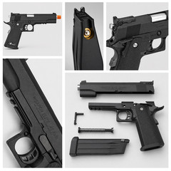 Airsoft 6mm GBB Full Al Alloy Metal Pistol Semi Auto w Extra Magazine Set