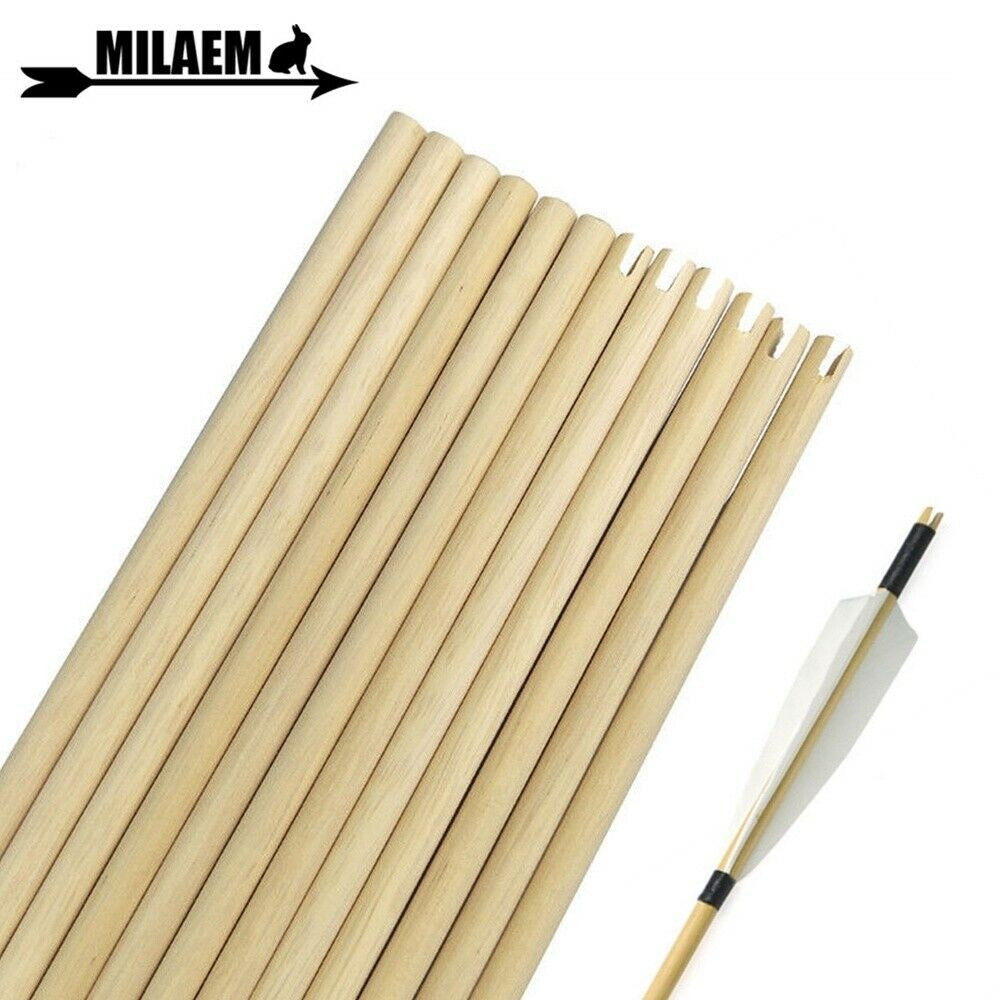 31″ White Wooden Arrows Indonesia Shafts Handmade DIY Archery Target Bow Hunting